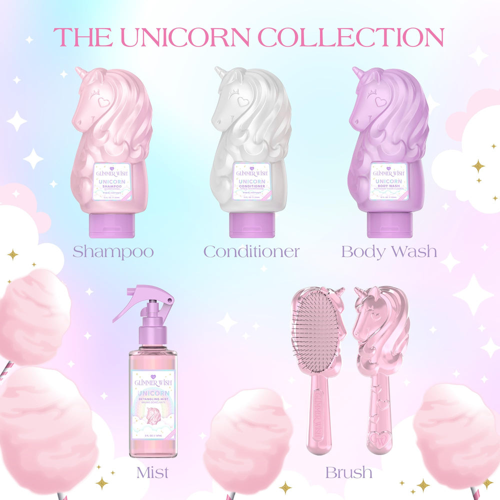 Glimmer Wish Unicorn Shampoo used by child during bath time