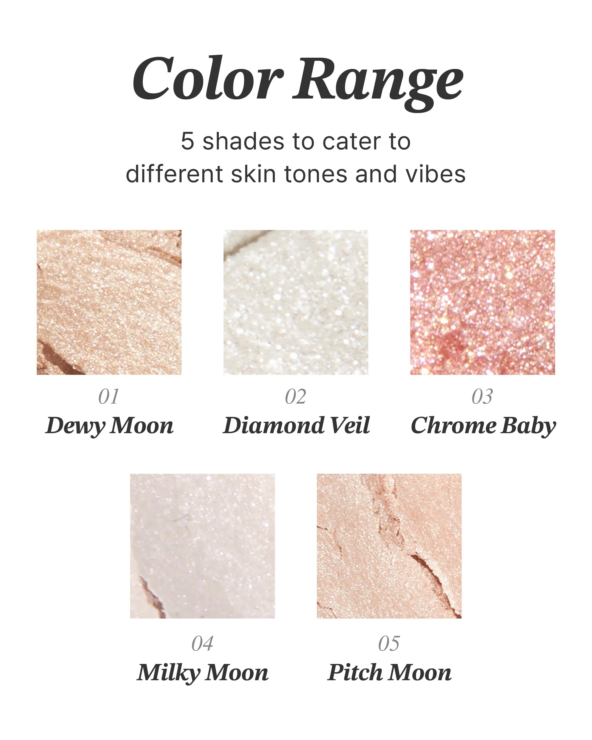 Diffused light on Glint Dewy Highlighter Pitch Moon for a natural glow look.