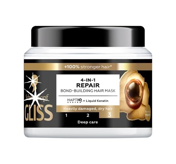 Gliss Ultra Repair mask bottle front view for nourishing dry, damaged hair