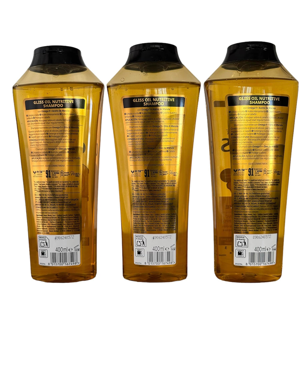 GLISS Hair Repair Shampoo label close-up highlights eight beauty oils for nourishment