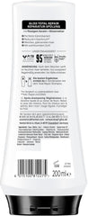 Gliss Total Repair Conditioner packaging highlighting keratin protection for dry, damaged hair.