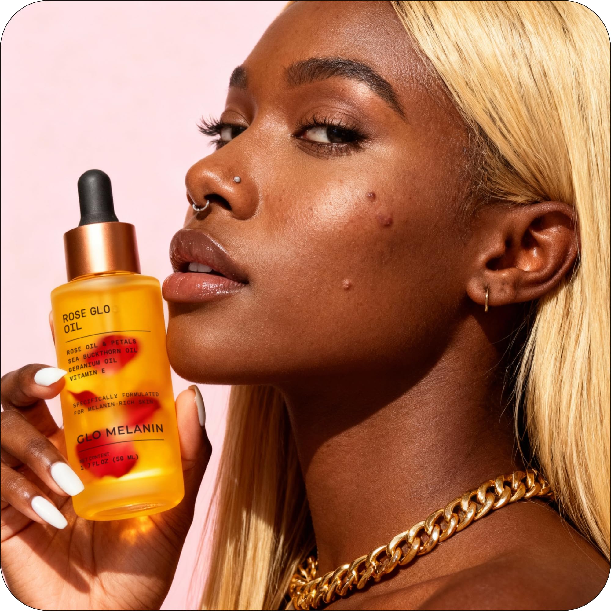 Face and body use demonstrated with Rose Glo Oil for versatile moisture.