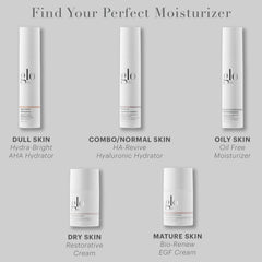 Dermatologist collaboration note on Glo Skin Beauty Bio-Renew EGF Cream packaging.