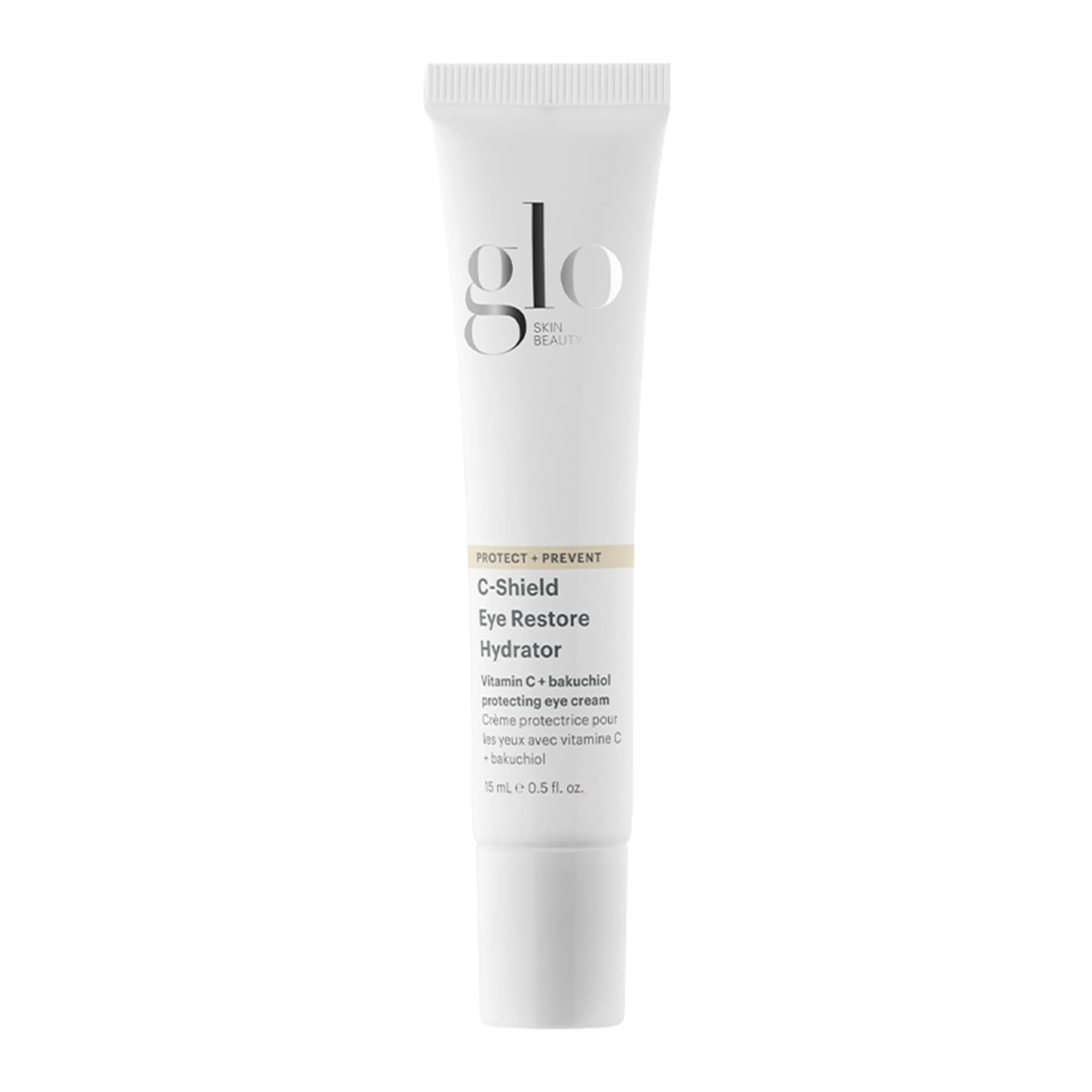 Glo Skin Beauty C-Shield Eye Restore Hydrator bottle showing protective eye care benefits