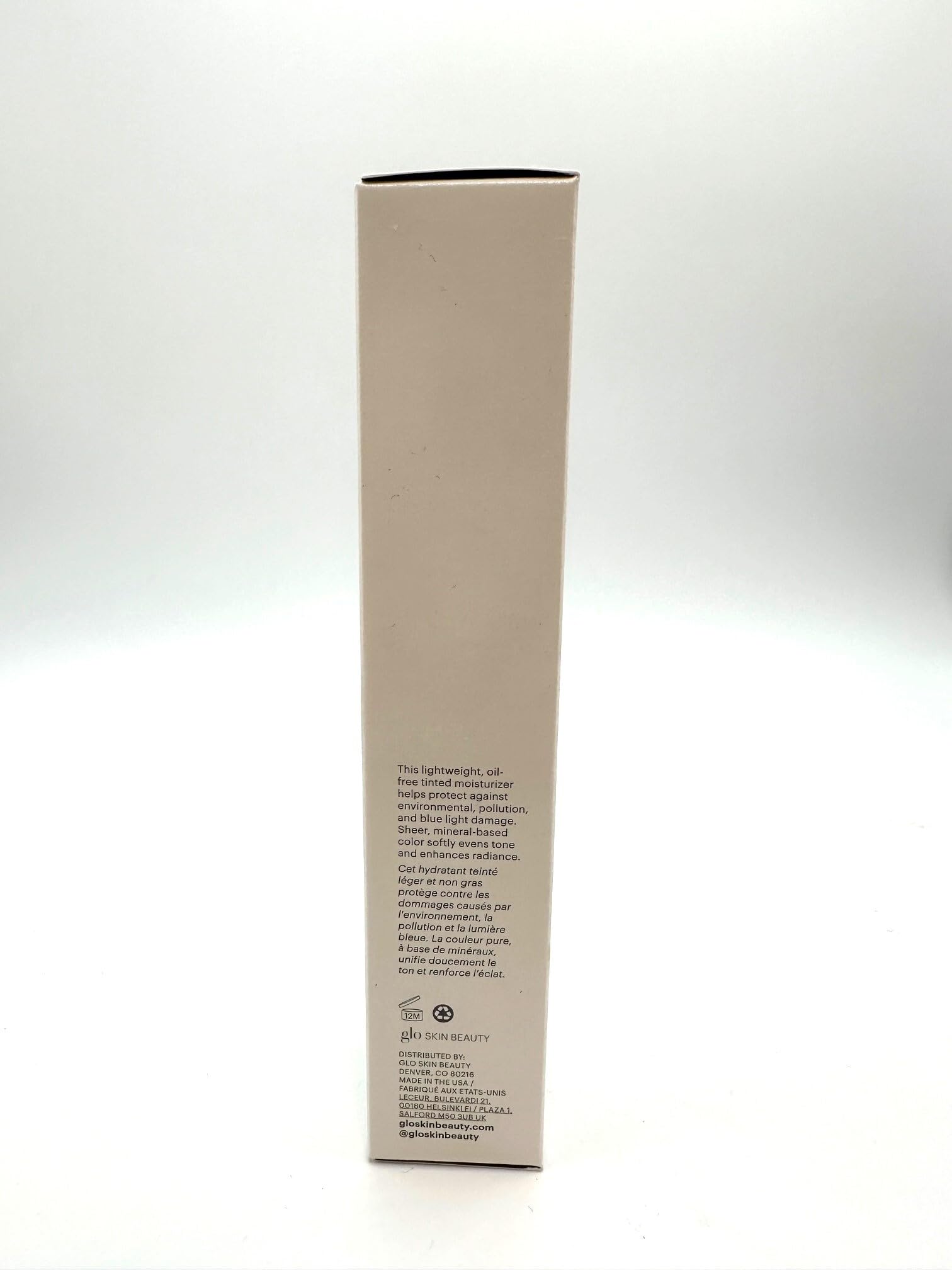Glo Skin Beauty C-Shield mineral pigments indicate sheer coverage and glow.