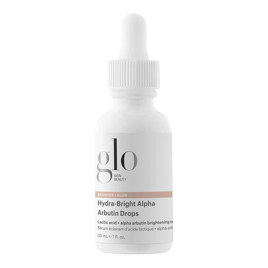 Glo Skin Beauty Hydra-Bright Alpha Arbutin Drops bottle for radiant, even-toned skin.