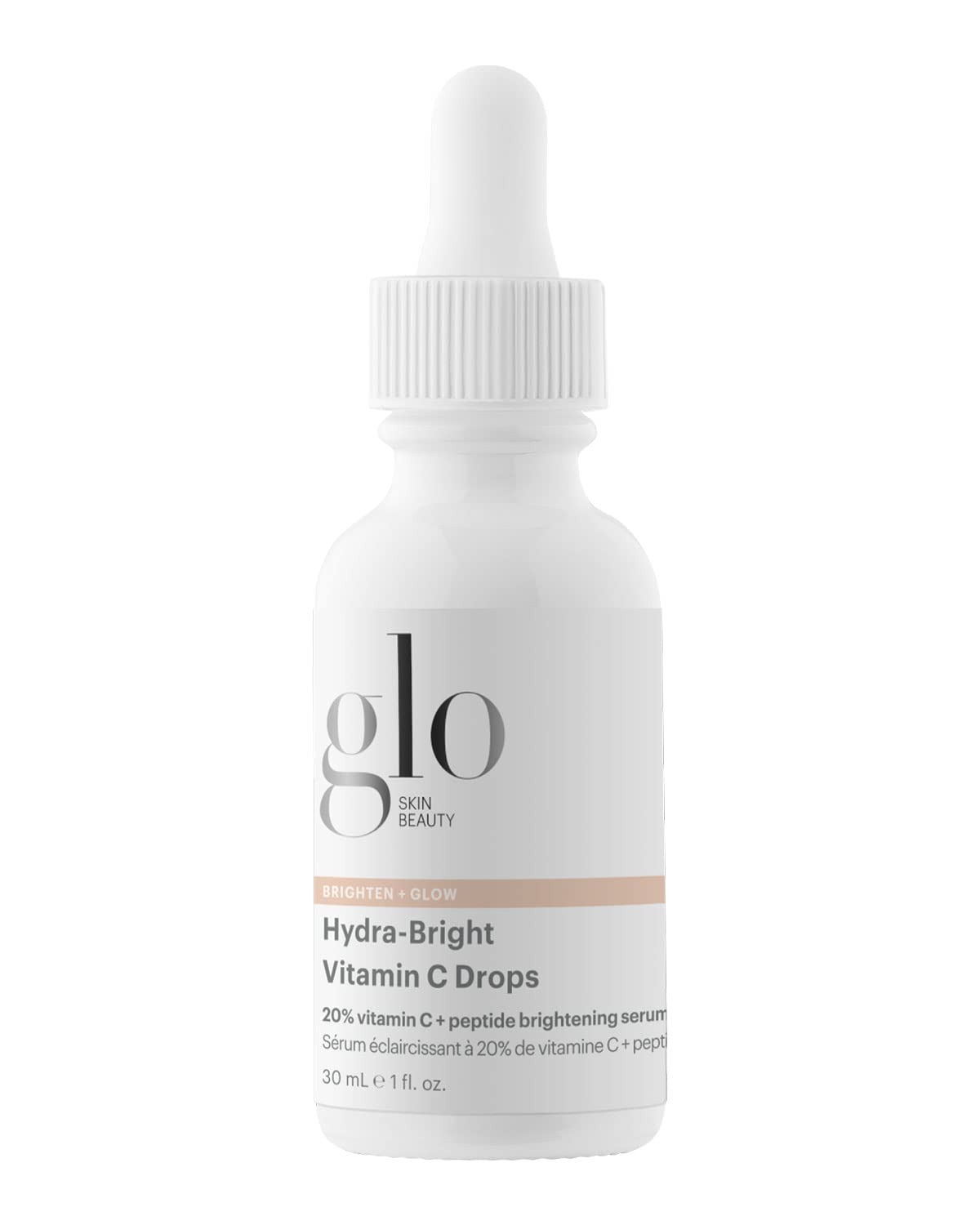 Glo Skin Beauty Hydra-Bright Drops bottle close-up highlighting brightening serum