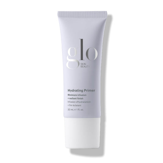 Glo Skin Beauty Hydrating Primer bottle pour demonstrates instant moisture for skin prep
