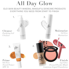 Glo Skin Beauty Luminous Foundation close-up texture with soft-focus glow.