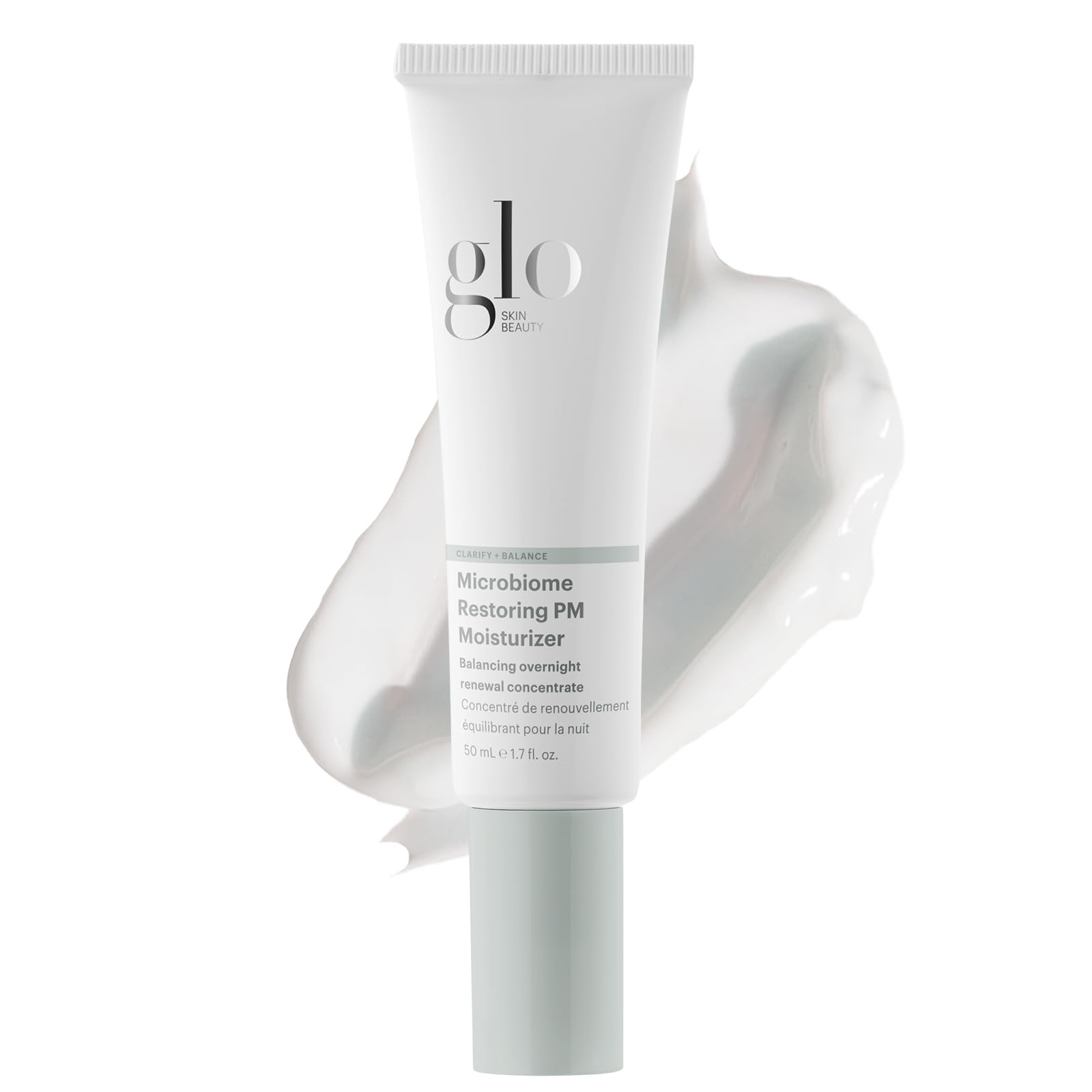 Glo Skin Beauty Microbiome Restoring PM Moisturizer bottle designed for oil free night care