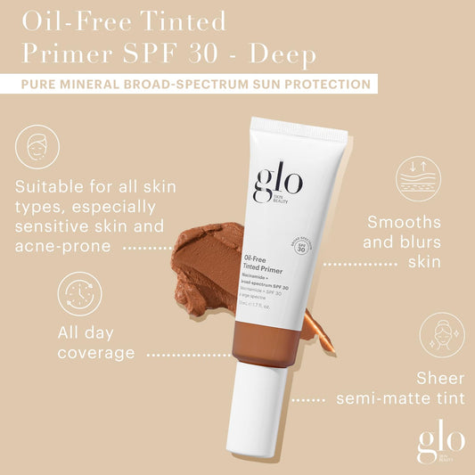 Glo Skin Beauty oil-free tinted primer on hand shows sheer coverage for everyday wear