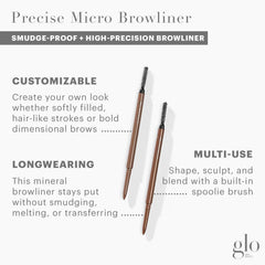Glo Skin Beauty Precise Micro Browliner Cinder application stroke showing hair-like detail