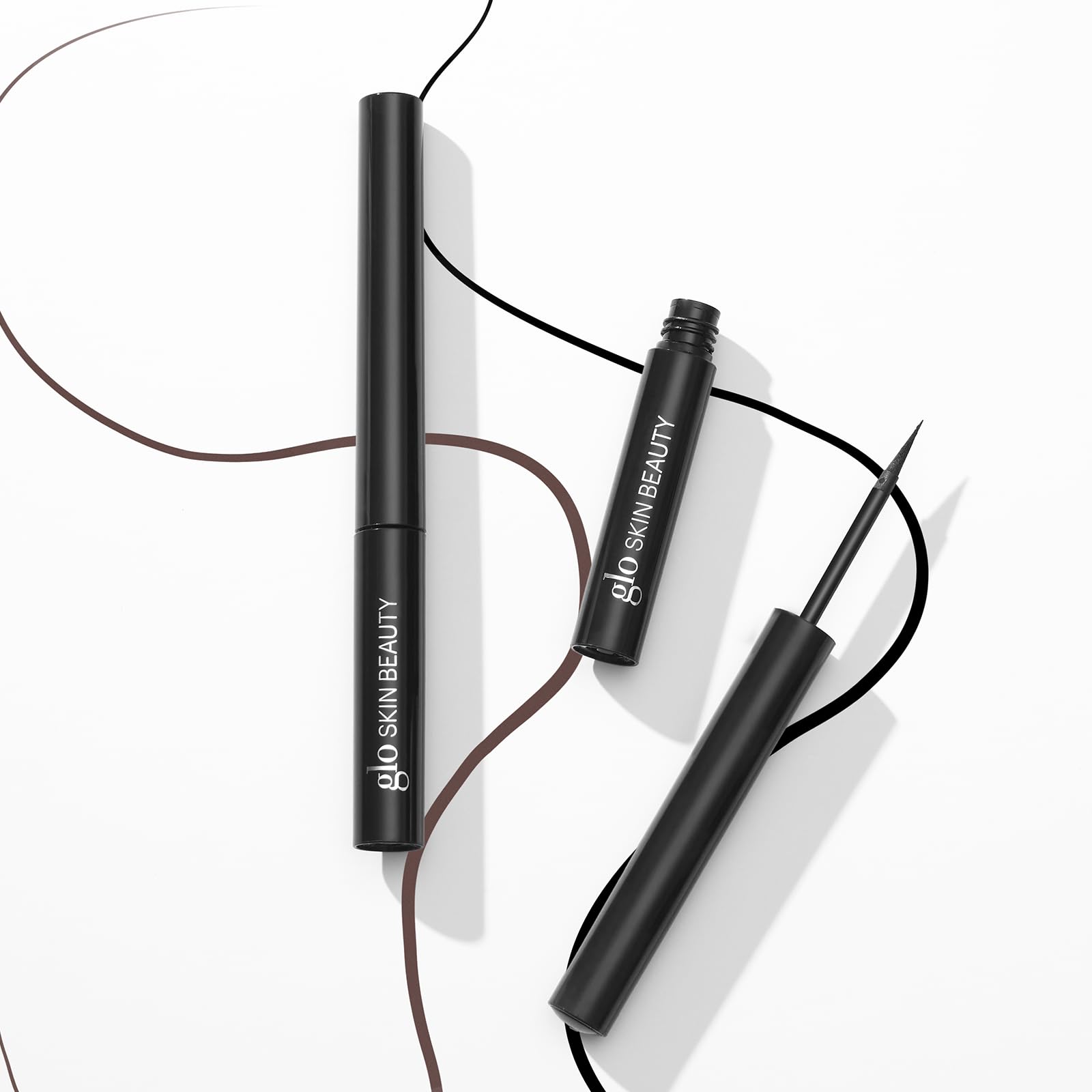 Glo Skin Beauty Precision Liquid Eyeliner Dark Brown upper lash line definition example.