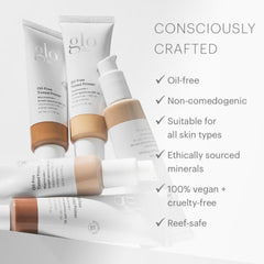 Glo Skin Beauty primer packaging highlighting vegan, sustainable formula.