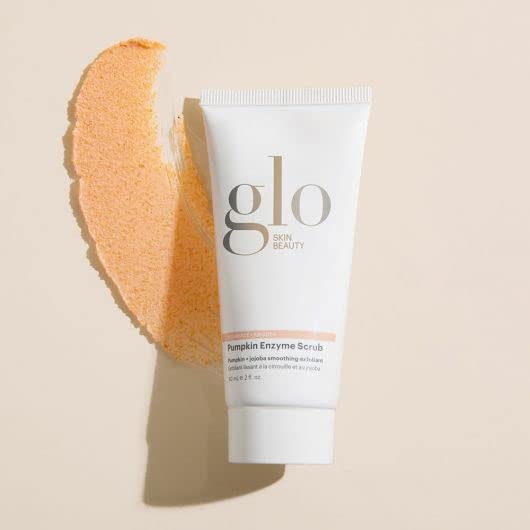 Glo Skin Beauty Pumpkin Enzyme Scrub jojoba beads close-up—gentle polishing for smoother skin.