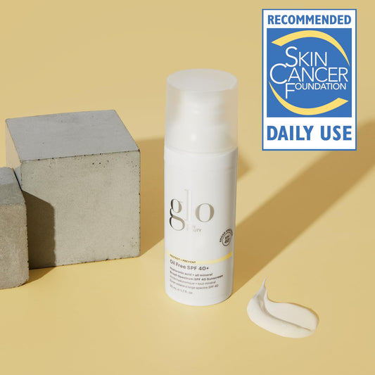 Glo Skin Beauty SPF40 texture highlighting hyaluronic acid infusion for hydration