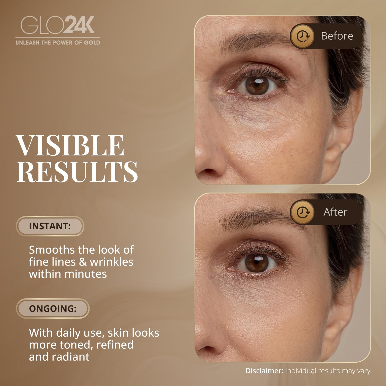GLO24K Instant Facelift Cream application technique for easy layering