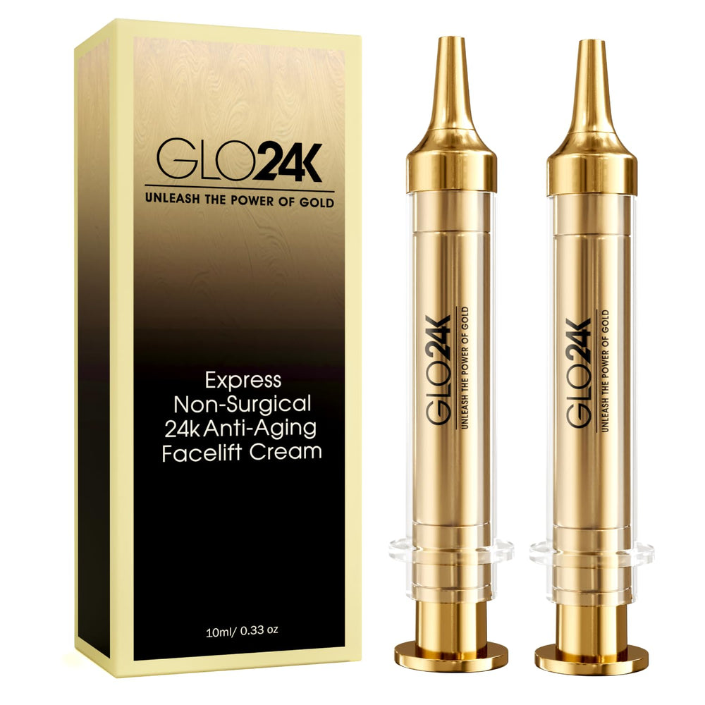 GLO24K Instant Facelift Cream tube ready for quick application.