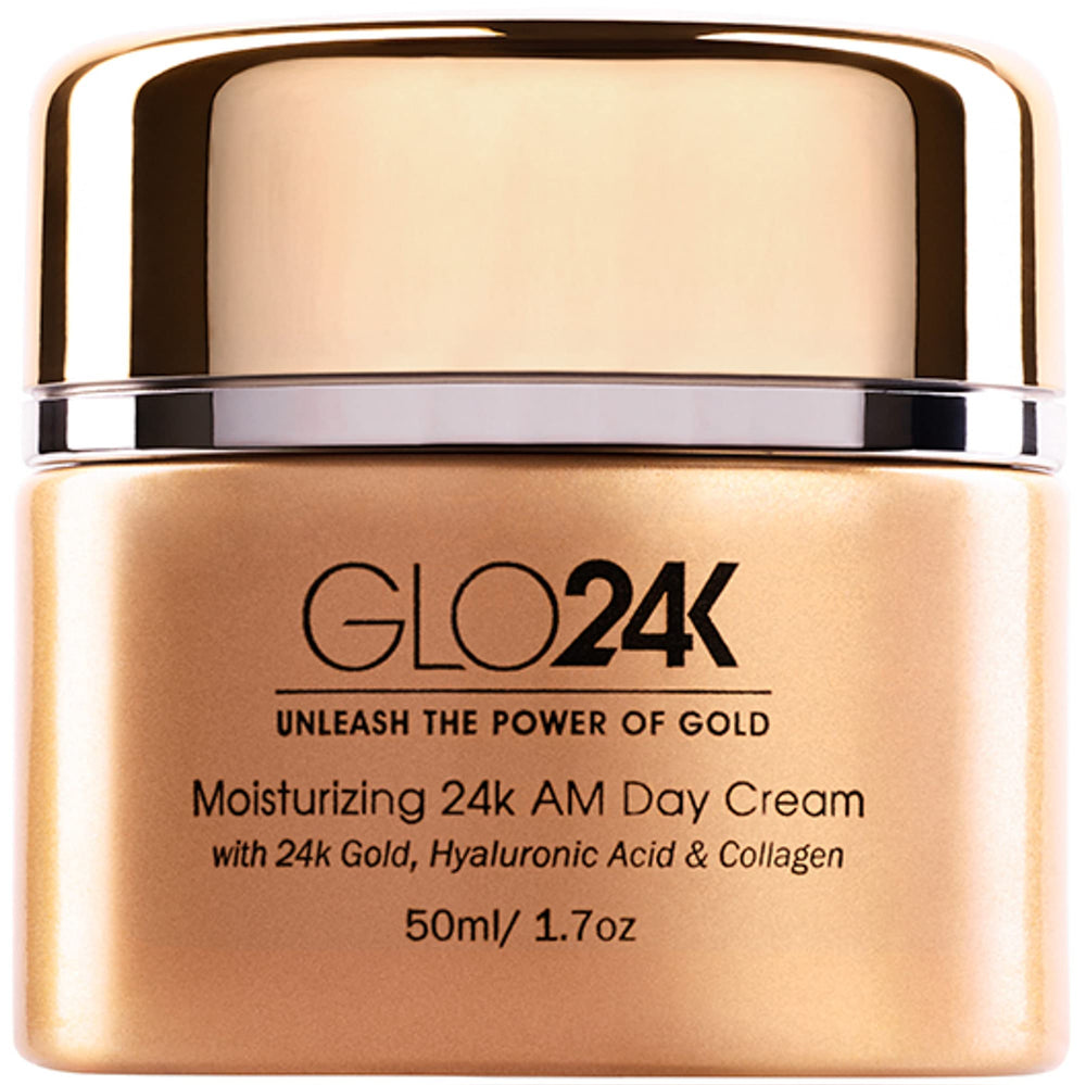 GLO24K LED massager modes highlight light therapy for refreshed skin.