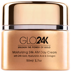 GLO24K LED massager modes highlight light therapy for refreshed skin.