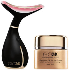 GLO24K neck and face LED beauty massager for at home rejuvenation.