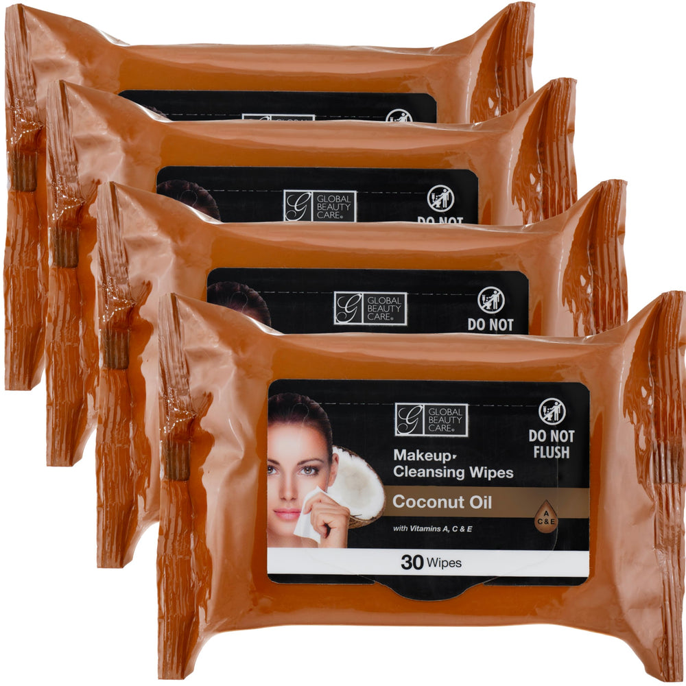 Global Beauty Care coconut oil makeup remover wipes pack-4 for gentle cleansing and hydration