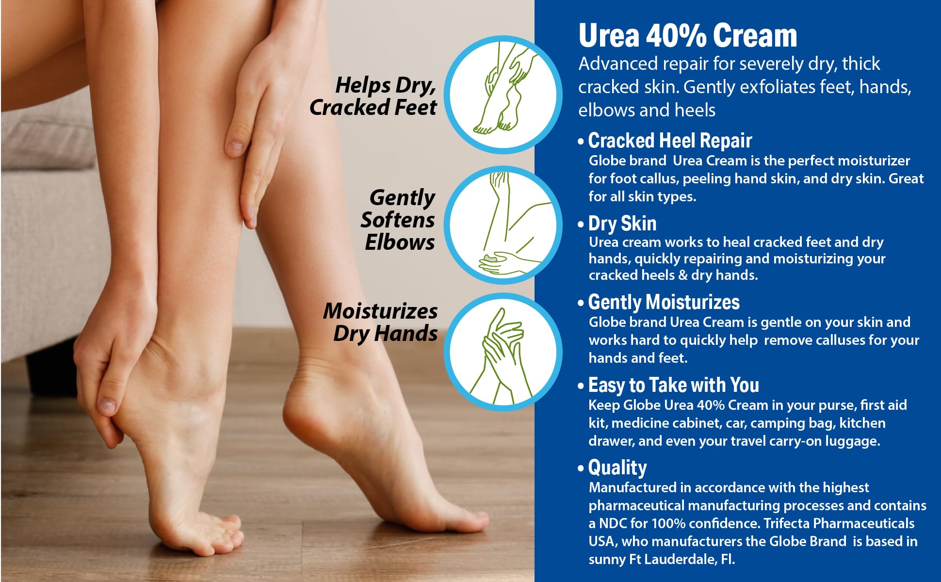 Globe Urea Cream 40% for hands in everyday use.