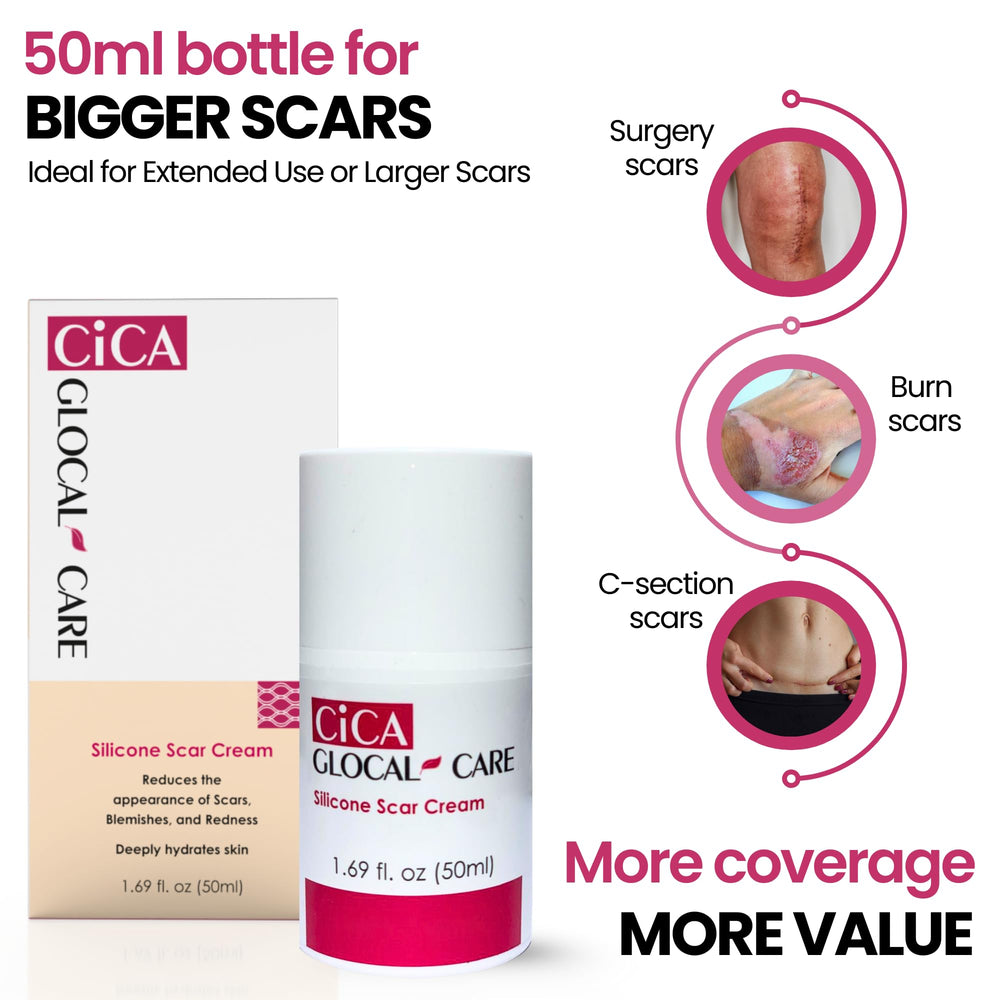 Front view of GlocalCare CICA scar cream 50 ml tube.