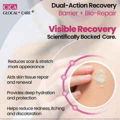 Texture swirl of GlocalCare CICA scar cream showing smooth hydration.