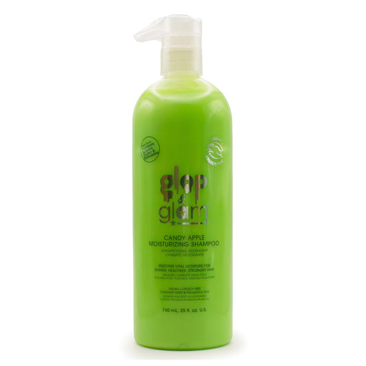 Glop and Glam Candy Apple Shampoo bottle front view for kid-friendly shine.