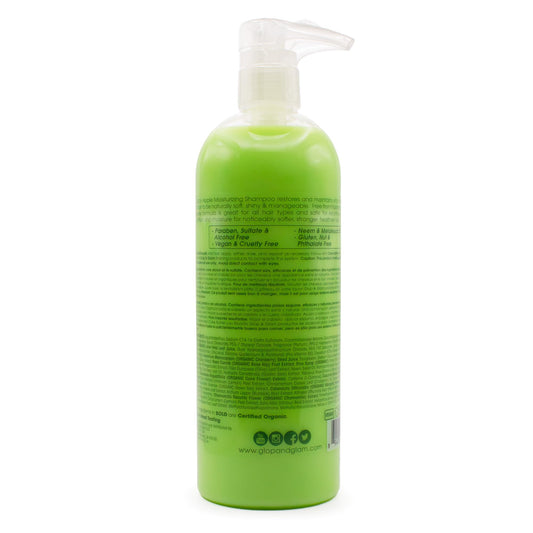 Glop and Glam Candy Apple Shampoo label close-up highlights gentle, tear-free formula.