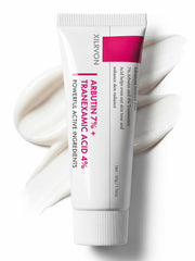 Glopink arbutin txa cream jar close-up highlighting brightening formula for even tone