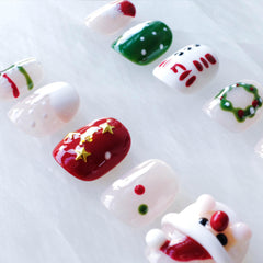GLORS Christmas nails 3D design short square handcrafted detail stands out