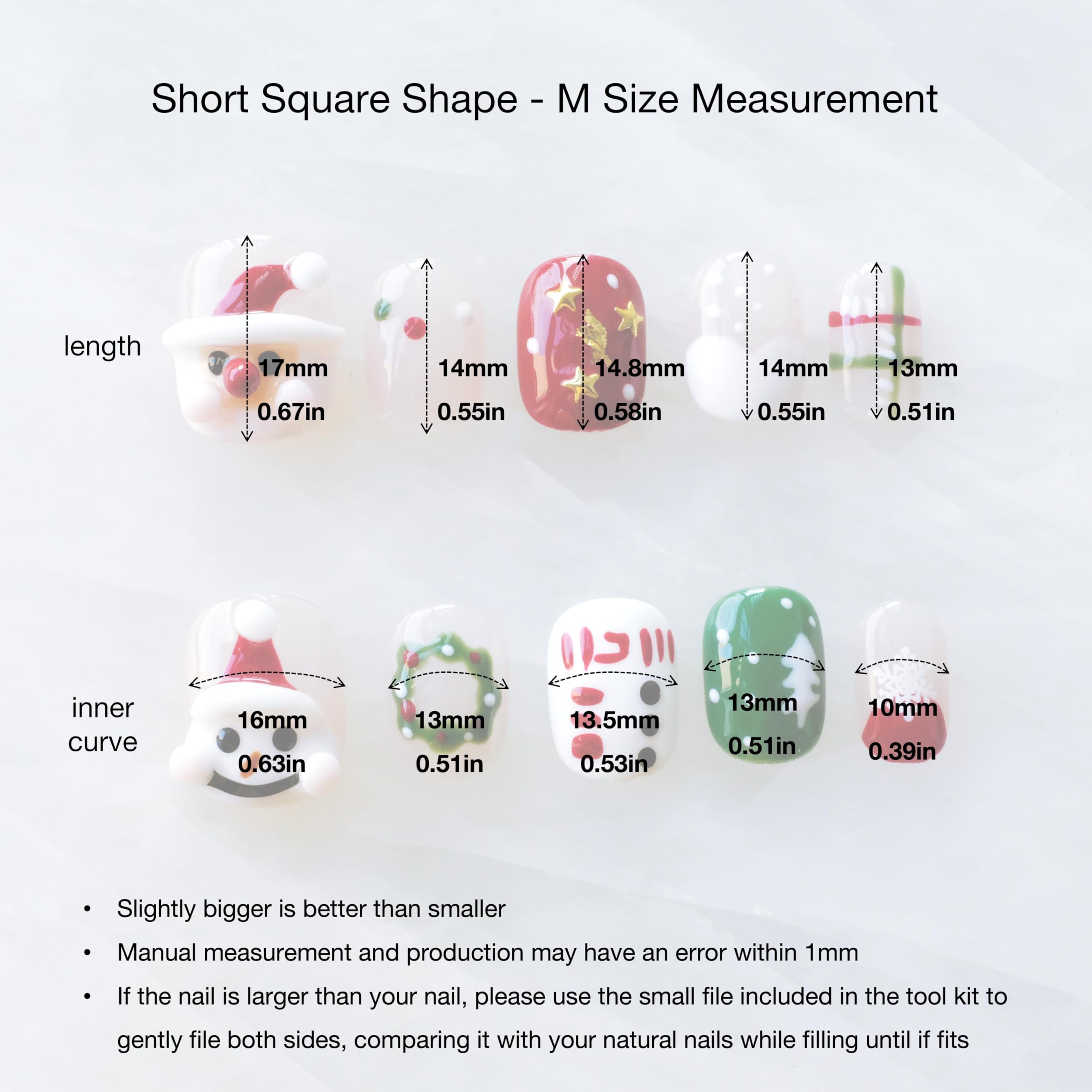 GLORS Christmas nails festive patterns short square salon-quality at-home wear