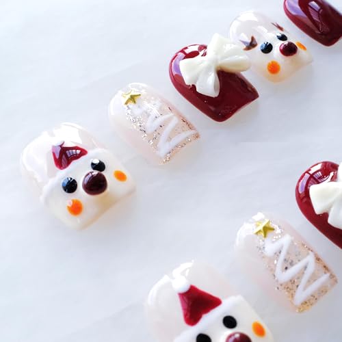 GLORS Christmas nails snowman pattern for cute seasonal flair