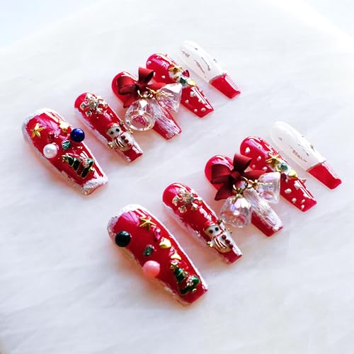 GLORS Christmas press-on nails snowflake pattern for sparkling holiday flair.