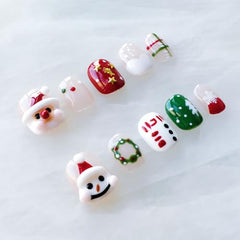 GLORS Christmas press-on nails snowman design for playful holiday look