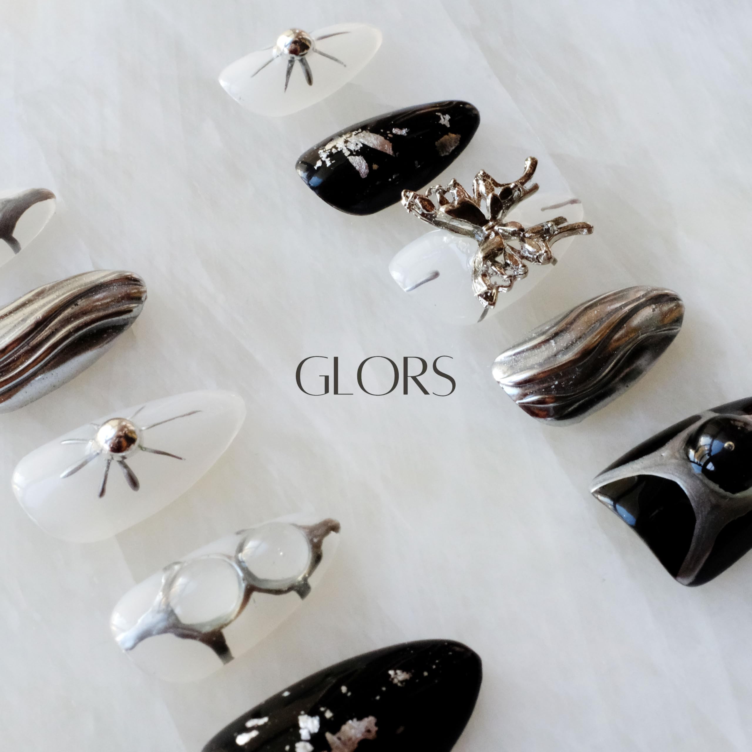 GLORS textured finishes and starburst patterns for modern nail art