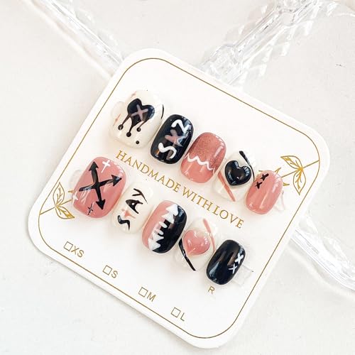 GLORS hand-painted graffiti nail art sticker in black and pink for instant style.