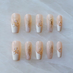 GLORS nails with pink-white gradient and shell accents for an elegant, salon-ready at-home wear