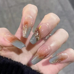 GLORS long ballerina coffin nails with a sleek gradient and glossy finish