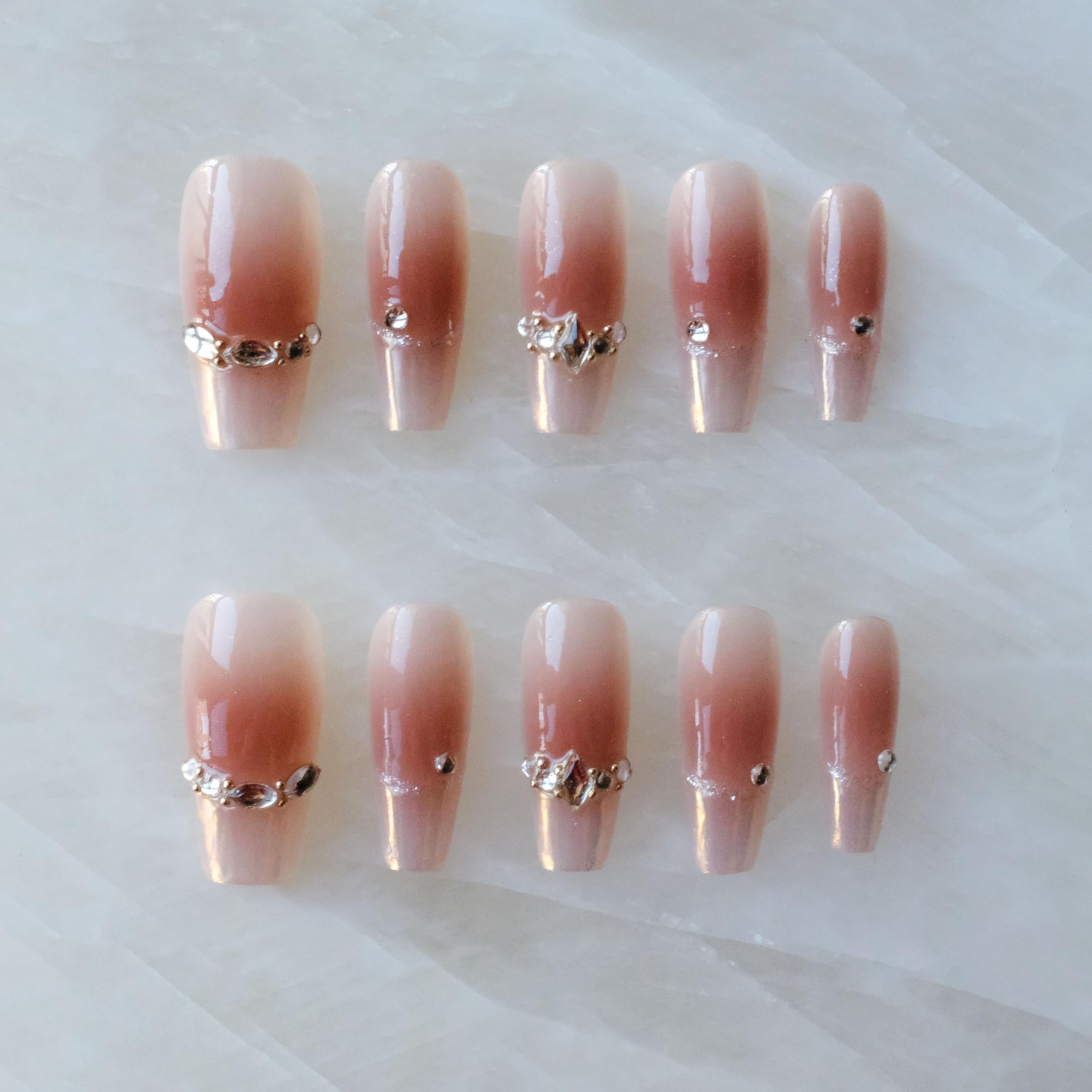 GLORS long ballerina nails with pink gradient for chic at-home manicure