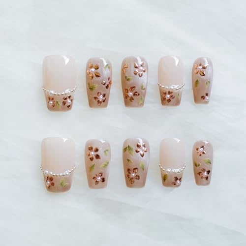 GLORS nude pink nails with rose gold foil for elegant everyday wear