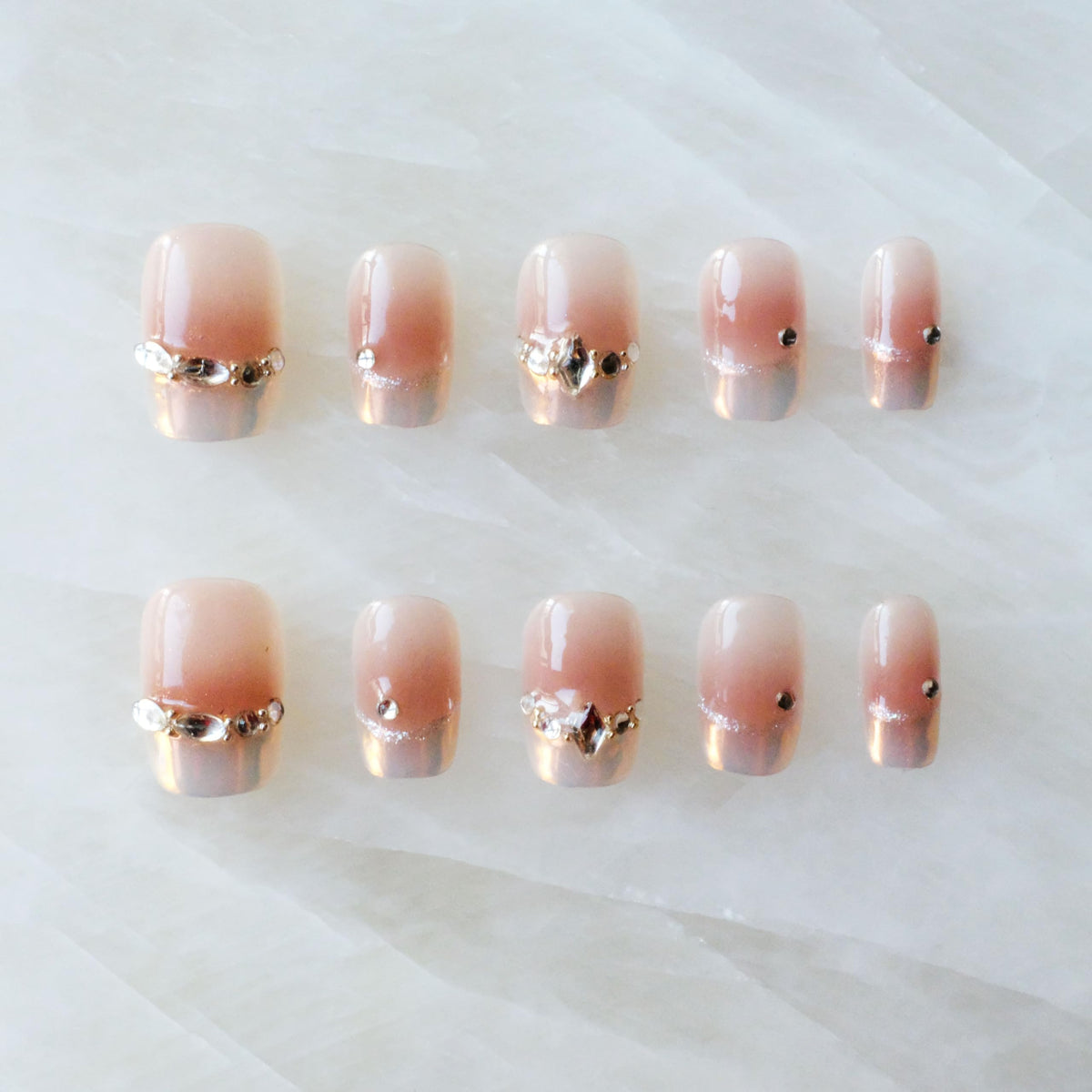 GLORS Moon Dream nails with diamond detail for a glamorous focal point