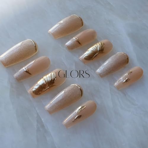 GLORS shimmer finish nails with metallic accents deliver subtle sparkle for events