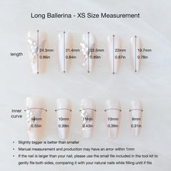 Long ballerina shape GLORS nails for dramatic finger elongation