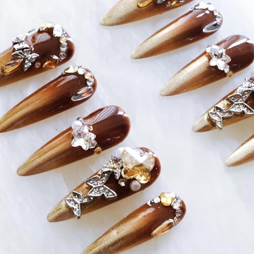 GLORS pearl embellishments on stiletto nails for elegant style