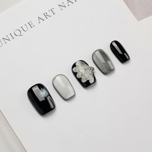 GLORS hand-painted nail set with delicate dandelion motifs for everyday elegance.