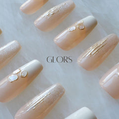 GLORS glossy pink-white gradient nails suited for special occasions