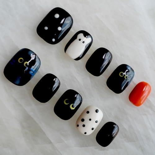 GLORS Purely Handmade nails kawaii black short square packaging ready for gifting
